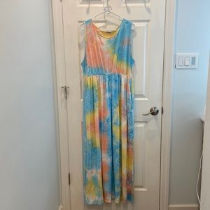 Chic Soul Morning Sunrise Maxi Dress - Pastel Tie Dye 2X